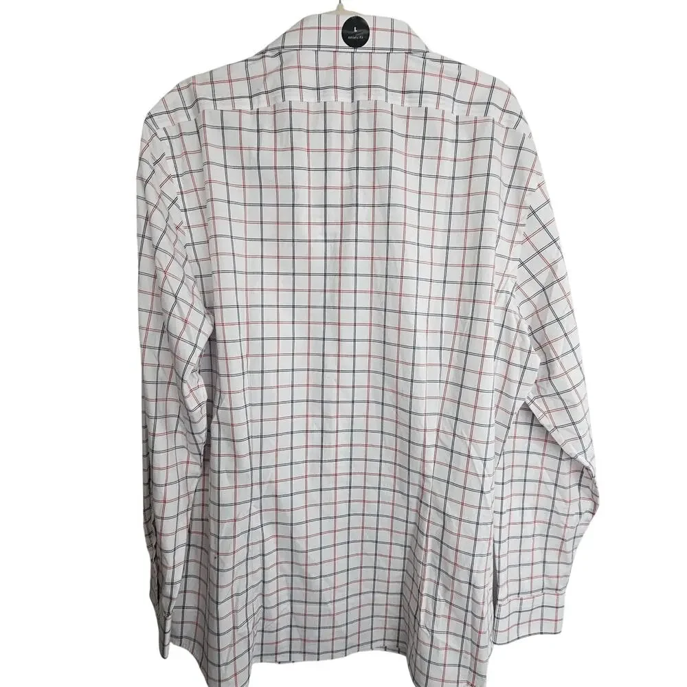 Banana Republic Mens Wrinkle Resistant Check Dress Shirt L Athletic Fit Classic